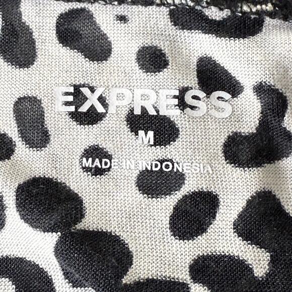 Vintage 90s Y2k Black White Leopard Sheer Long Sleeve Top Gyaru Trashy Bimbo M - Picture 4 of 8